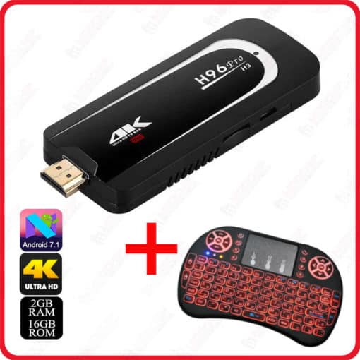 Pack boitier H96 Pro H3 Dongle smart android tv box 4K IPTV + clavier I8